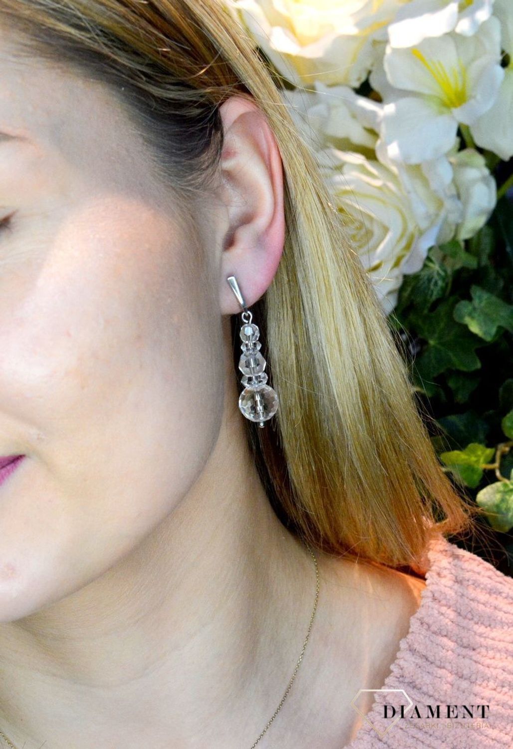 Srebrne kolczyki wiszące z kamieniem Swarovskiego KR2 559..jpg